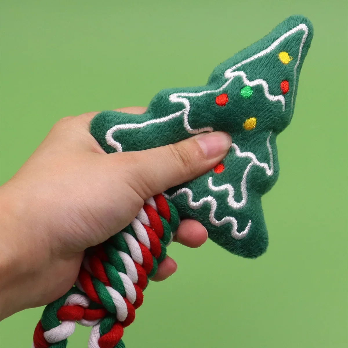 Juguetes con sonido para perros, nudo tejido, juguete navideño para mascotas, moler los dientes, juguete de peluche resistente para morder, no malo - imagen 3