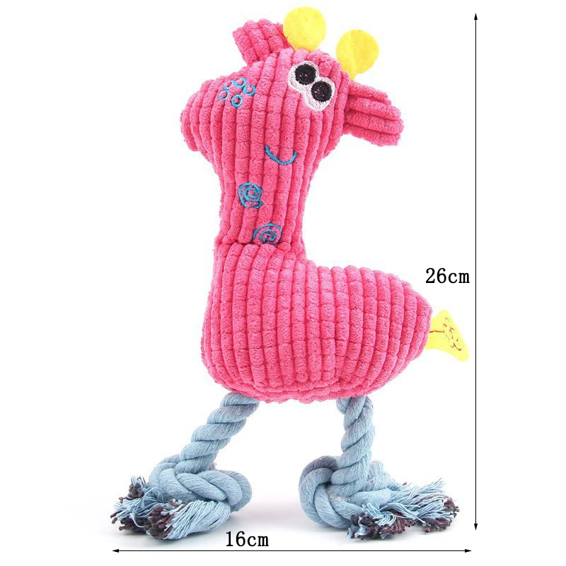Linda cuerda de jirafa de peluche para mascotas, perros pequeños, juguetes interactivos chirriantes, muñecos de ciervo, cachorro, juguete para morder, accesorios de entrenamiento para perros - imagen 2