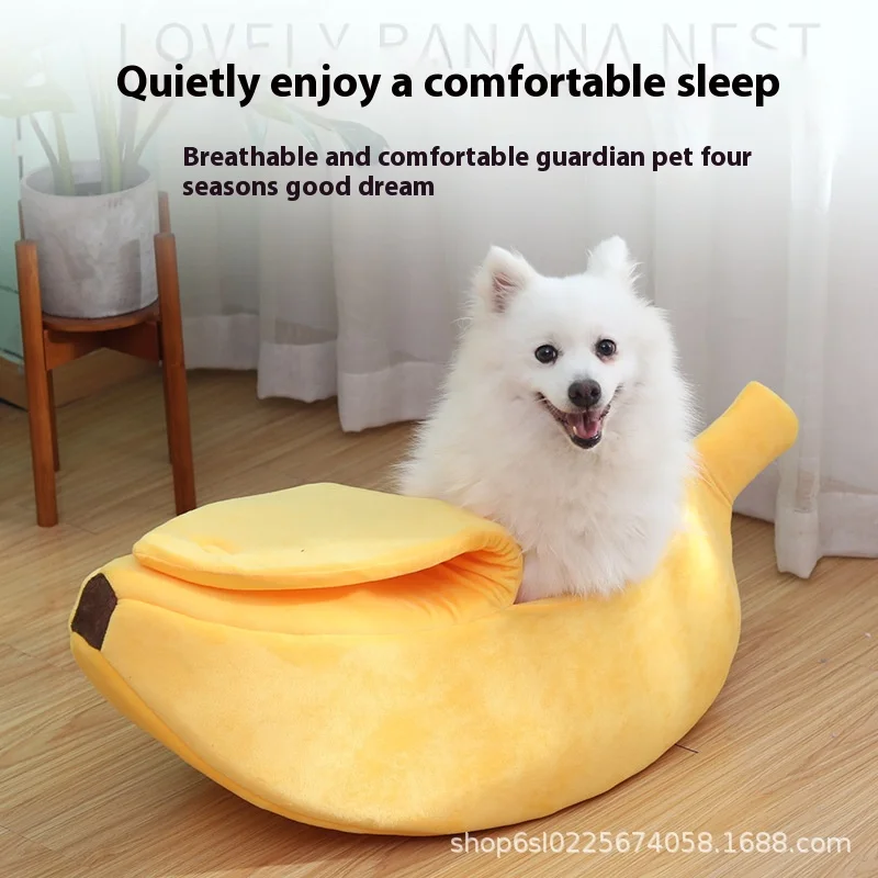 Cama para gatos con forma de plátano, camas divertidas y acogedoras para gatos, cesta portátil duradera y cálida para mascotas, perrera, cojín para perros, suministros para gatos Multicolor - imagen 3