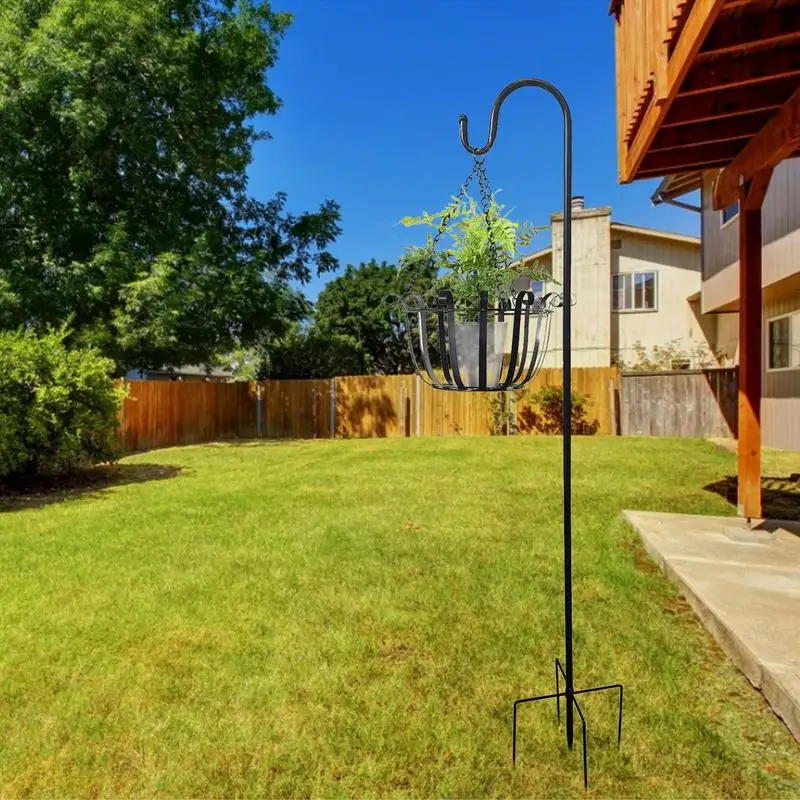 Gancho de pastor con Base de 5 garras para plantas, Estaca de jardín, soporte para plantas al aire libre, percha, ganchos de linterna, decoración de patio y jardín al aire libre - imagen 2