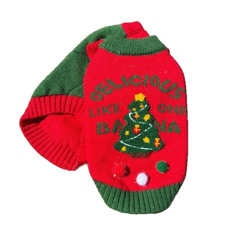 Ropa para mascotas, suéter de Navidad para perros y gatos, suéter de punto colorido cálido y cómodo para otoño e invierno, tiras rojas y verdes - imagen 5