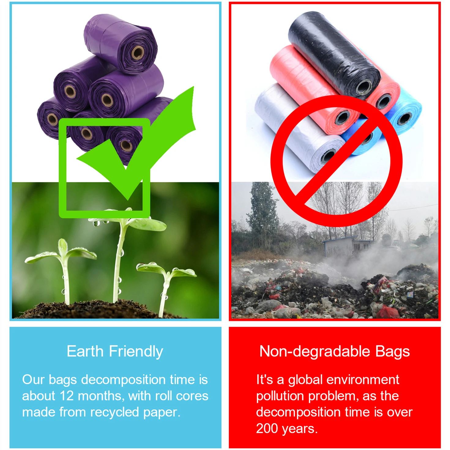 Bolsas para caca de perro y gato, con mango Degradable, respetuosas con el medio ambiente, accesorios de limpieza para cachorros, 5/8/15/30 rollos - imagen 5