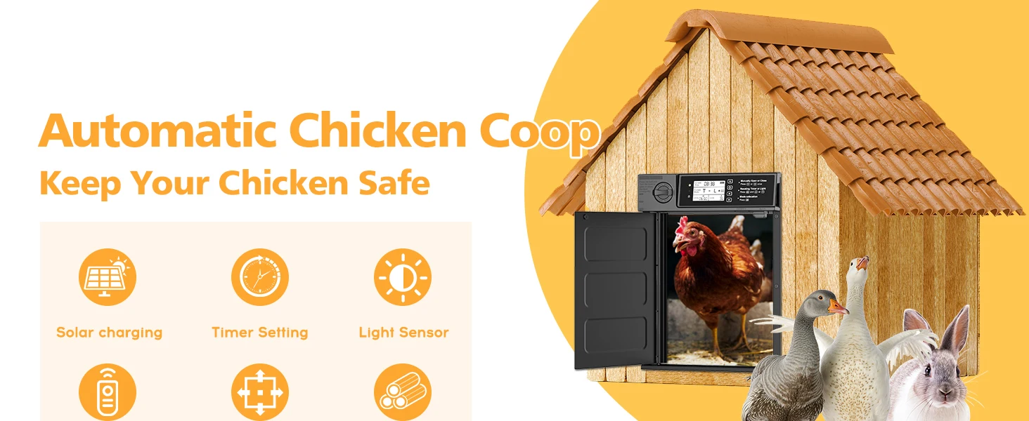Puerta automática solar en gallinero