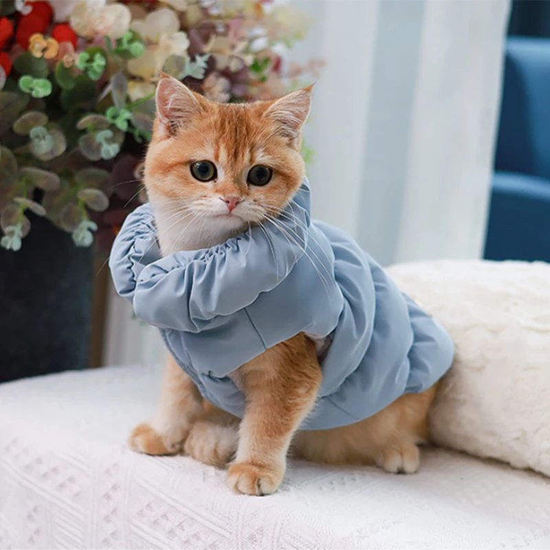 Chaqueta de invierno con anillo en D para perros y gatos pequeños, chaquetas de plumón para Mascotas, ropa cálida para gatitos, nuevo diseño de colores - imagen 3