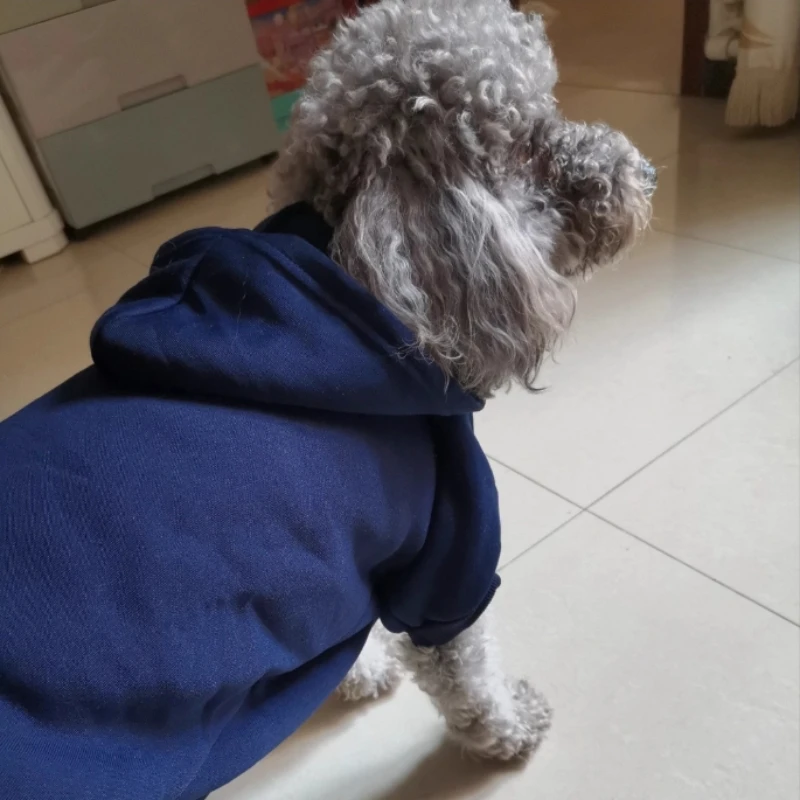 Suéter para perros de dos patas con capucha, sudadera con capucha gruesa y cálida de invierno, ropa acogedora para mascotas con bolsillo para gatos, traje informal para cachorros de otoño - imagen 5