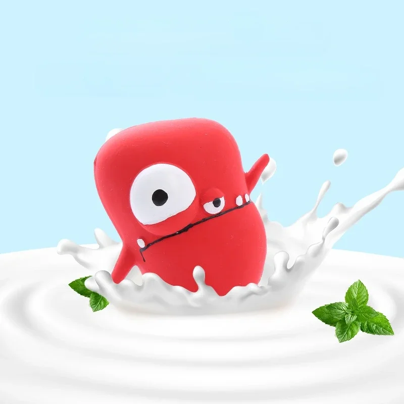 Juguete masticable para perros, bola chirriante para el cuidado de los dientes, monstruo de ojos grandes de dibujos animados, goma de látex, entrenamiento interactivo para cachorros, suministros para perros - imagen 4