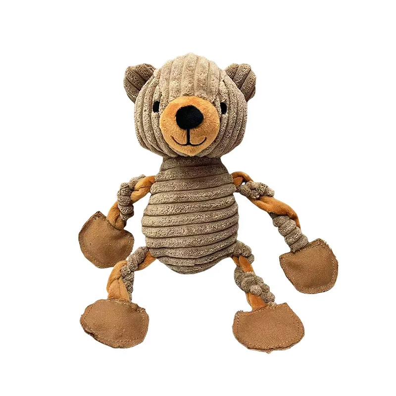 Juguete de peluche para perros con forma de oso, juguete para mascotas con nudo de cuerda resistente a masticar chirriante, juguete interactivo para limpieza de dientes para cachorros y adultos