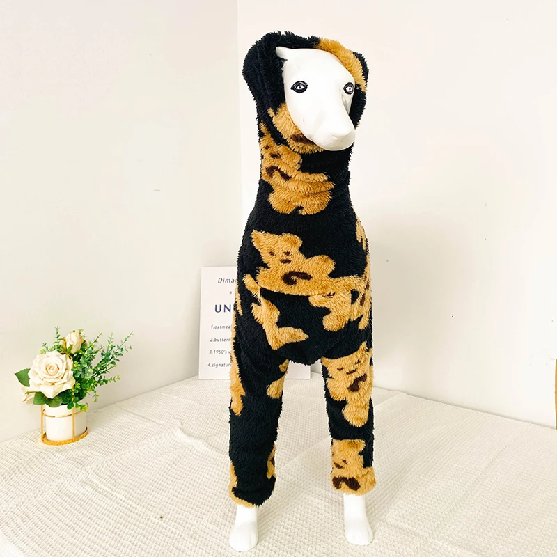 Ropa de invierno para perros Whippet, ropa de galgo italiano, pijamas de lana, mono con patrón de oso para ropa cálida para perros medianos - imagen 5