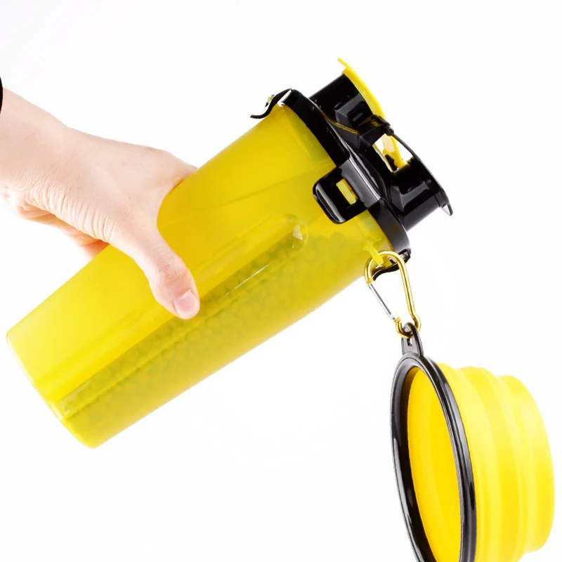 Taza de comida de agua de doble uso para mascotas, botella para beber, tazón de comida plegable para perros, tazón de alimentación duradero para exteriores, tazón multifunción - imagen 3