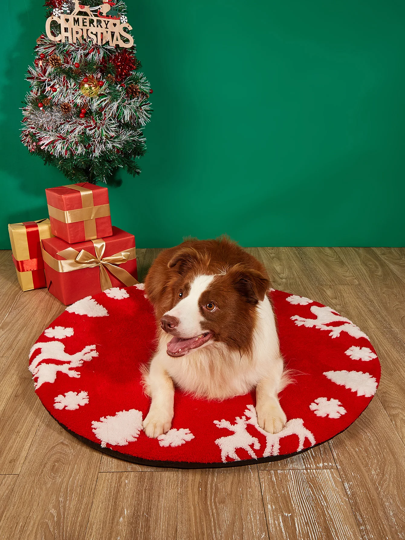 Cojín navideño con diseño de alces para gatos y perros, colchoneta de felpa para cachorros y gatitos, cama redonda para mascotas, cama para perros pequeños y medianos y gatos K - imagen 2