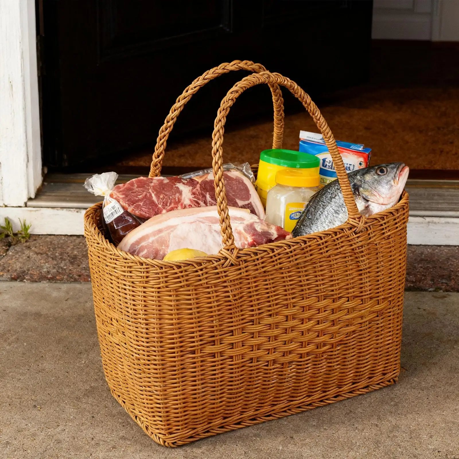 Handwoven Basket Lightweight Portable Balcony Imitation Rattan Flower Basket