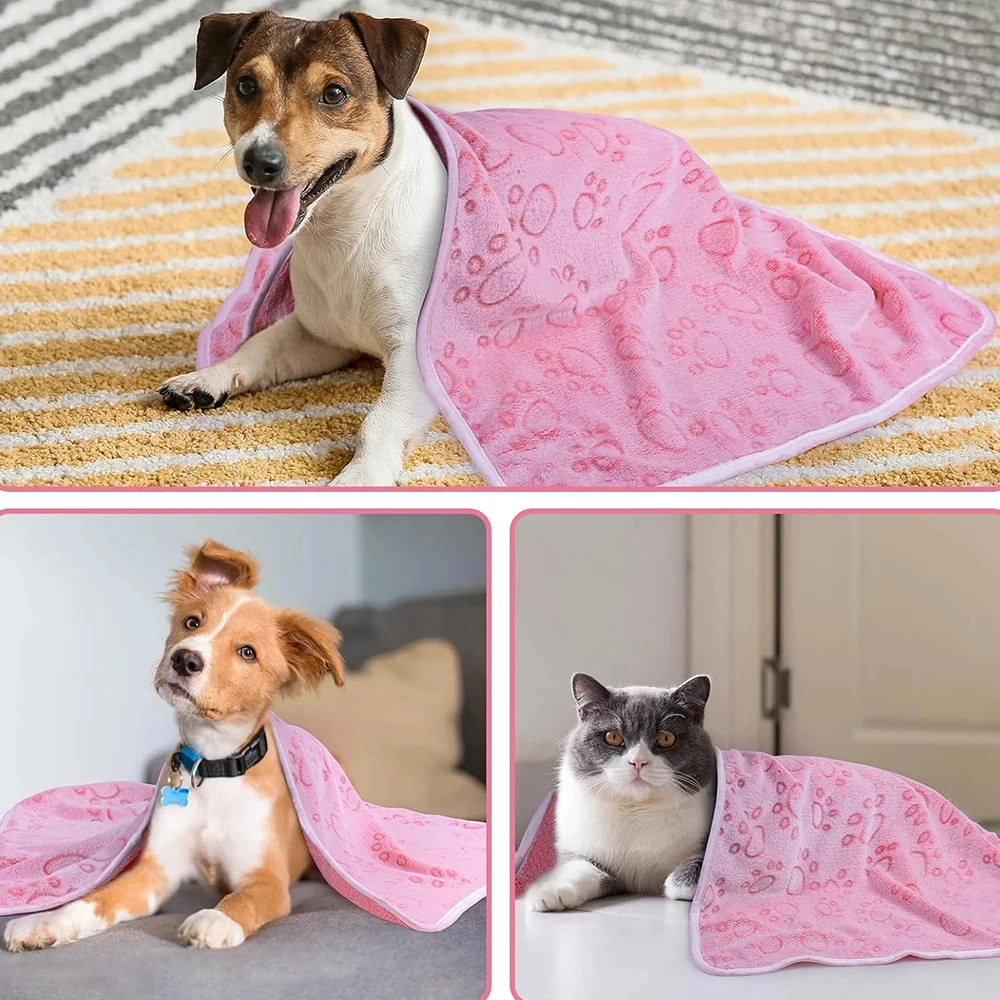 Manta para mascotas, suave y esponjosa, de alta calidad, linda manta para perros con estampado de patas, manta acogedora y cálida con almohadilla para mascotas - imagen 4