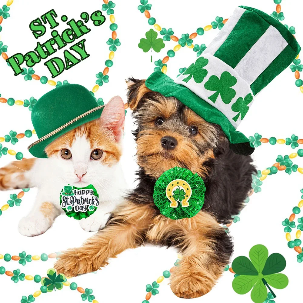 30 Uds. Collar de flores deslizante para perros, pajarita, suministros para perros ST Patrick, pajaritas para perros, Collar, dijes, accesorios para mascotas - imagen 3