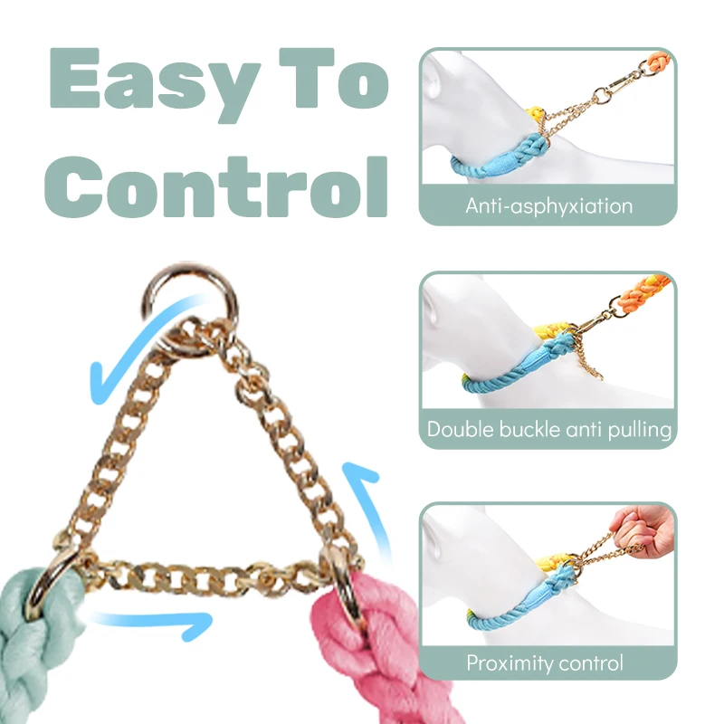 Juego de Collar y correa multifuncionales para perro, cadena antichoke para mascotas, correa para caminar, tracción para entrenamiento de perros pequeños, medianos y grandes - imagen 2