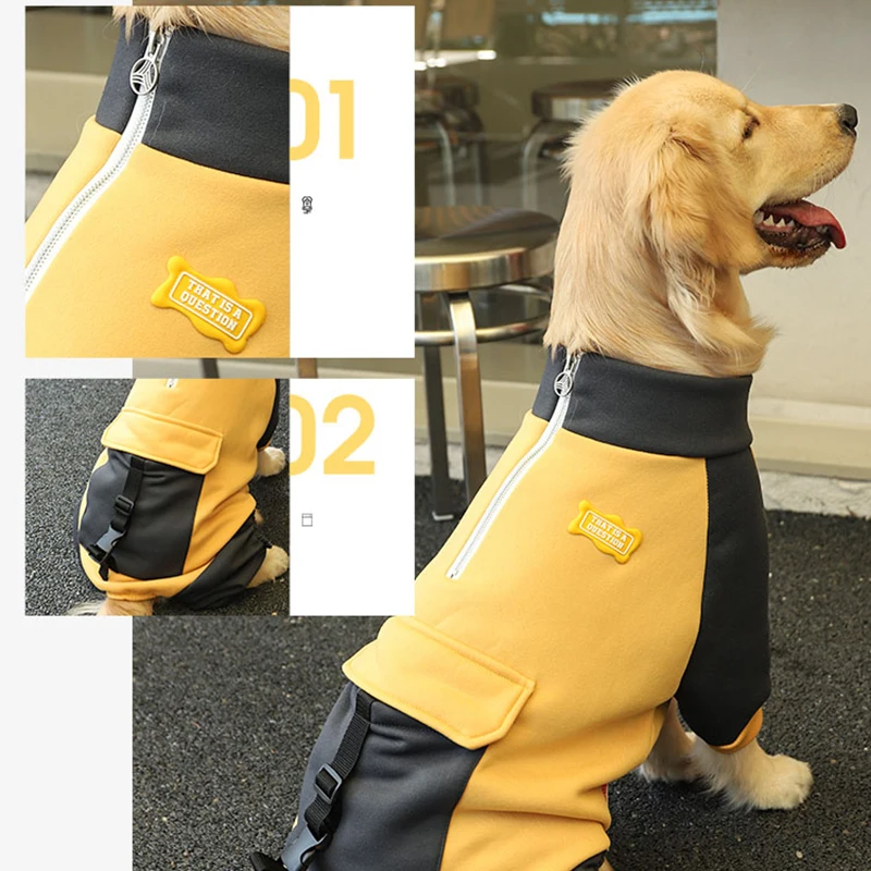 HOOPET-chaqueta deportiva con cremallera para perro, abrigo cálido de cuatro pies para Labrador, Retriever, Golden Retriever, otoño - imagen 5