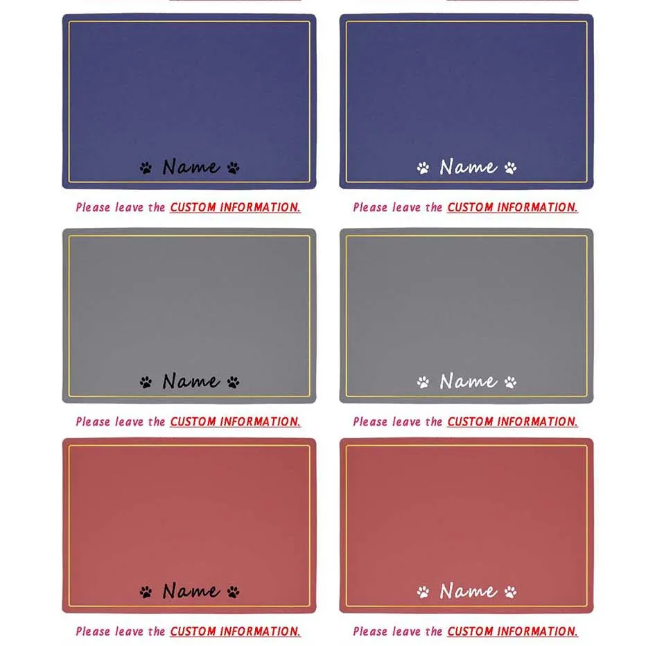 Estera de alimentación de mascotas antideslizante impermeable para perro gato personalizado Phnom Penh Color sólido silicona nombre ID mantel individual para comida fácil de lavar y llevar - imagen 2