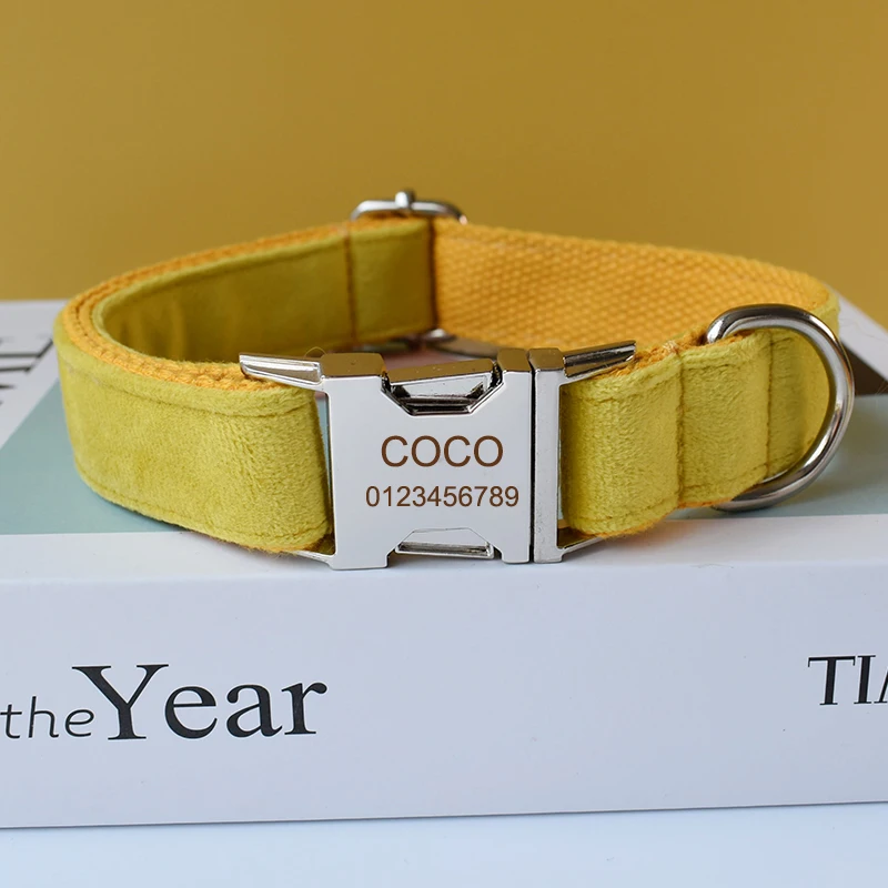 Venta al por menor de flores, Collar de perro de alta calidad grabado para mascotas, Collar de cachorro personalizado, uso para Shiba inu Corgi franela 04 - imagen 5