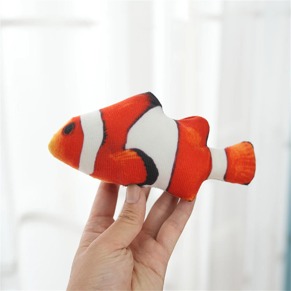 Almohada de pez de simulación 3D para gatos, juguete de peluche de hierba gatera, juguete interactivo para morder, menta - imagen 5