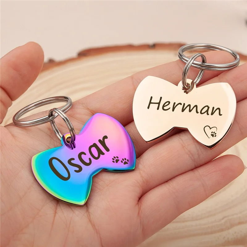 Colgante de doble cara con nombre personalizado para perro, accesorios para Collar de Mascota, placa de identificación para gato y cachorro con icono divertido antipérdida