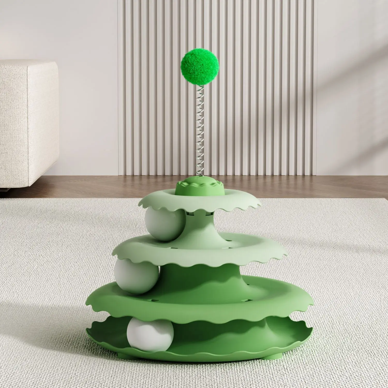 Juguete giratorio interactivo para gatos con 3 niveles y 3 bolas - imagen 2