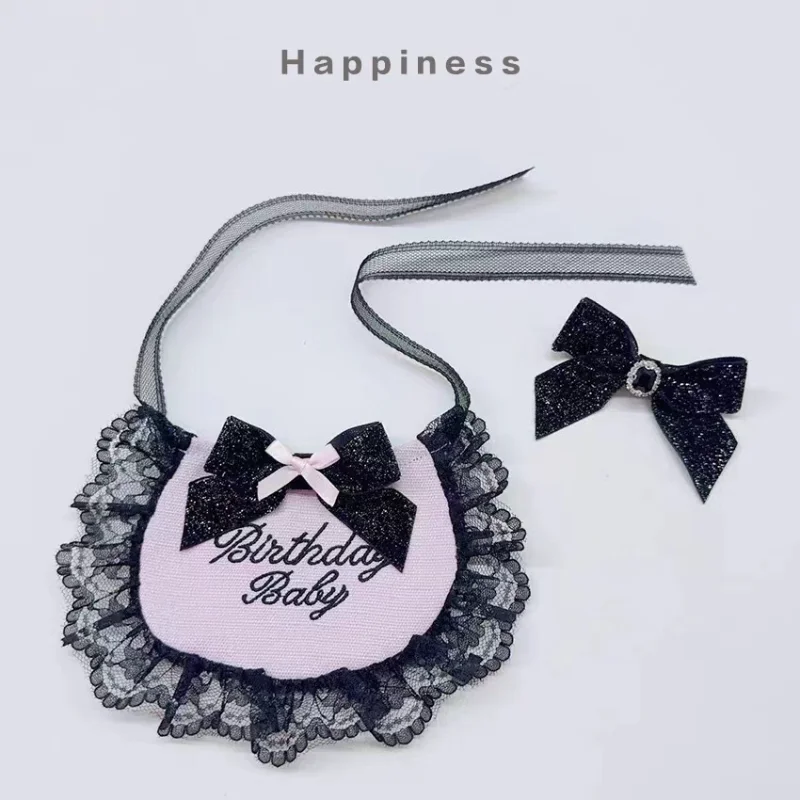 INS lazo de encaje suministros para mascotas perro cumpleaños boca toalla fiesta triángulo toalla Pawty perro corona sombreros lindos accesorios para cachorros - imagen 2