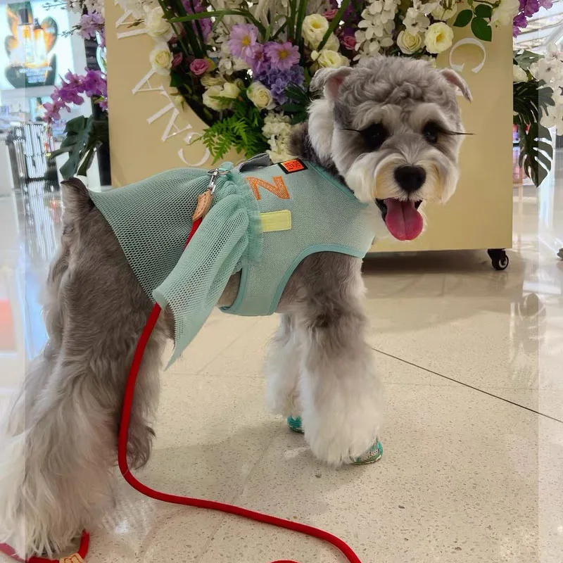 Mesh Pet Apparel Harness Dresses For Small Dogs Puppy Luxury Princess Chest for Schnauzer Bichon Pomeranian Spring Summer Skirts - imagen 2