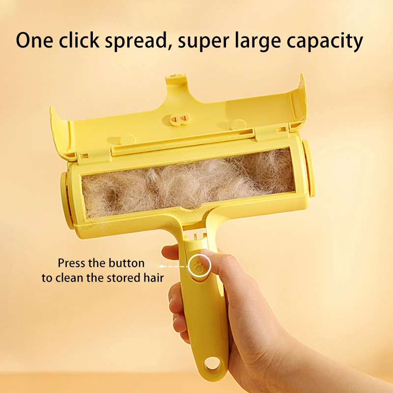 Rodillo de pegatina para pelo de mascotas, cepillo bidireccional para quitar el pelo, ropa, sofá, pegatina de limpieza, peine de pato amarillo, gato y perro - imagen 3