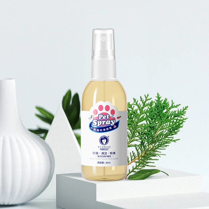 Espray de desodorización para mascotas, esterilización, caja de arena para gatos, espray antibacteriano para el hogar, suministros profesionales de olor limpio para mascotas, 60ml