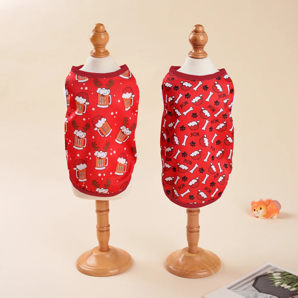 Chaleco de Navidad para perros pequeños y medianos, ropa transpirable de verano para Festival de cachorros, Bulldog Francés, camiseta Beagle - imagen 2