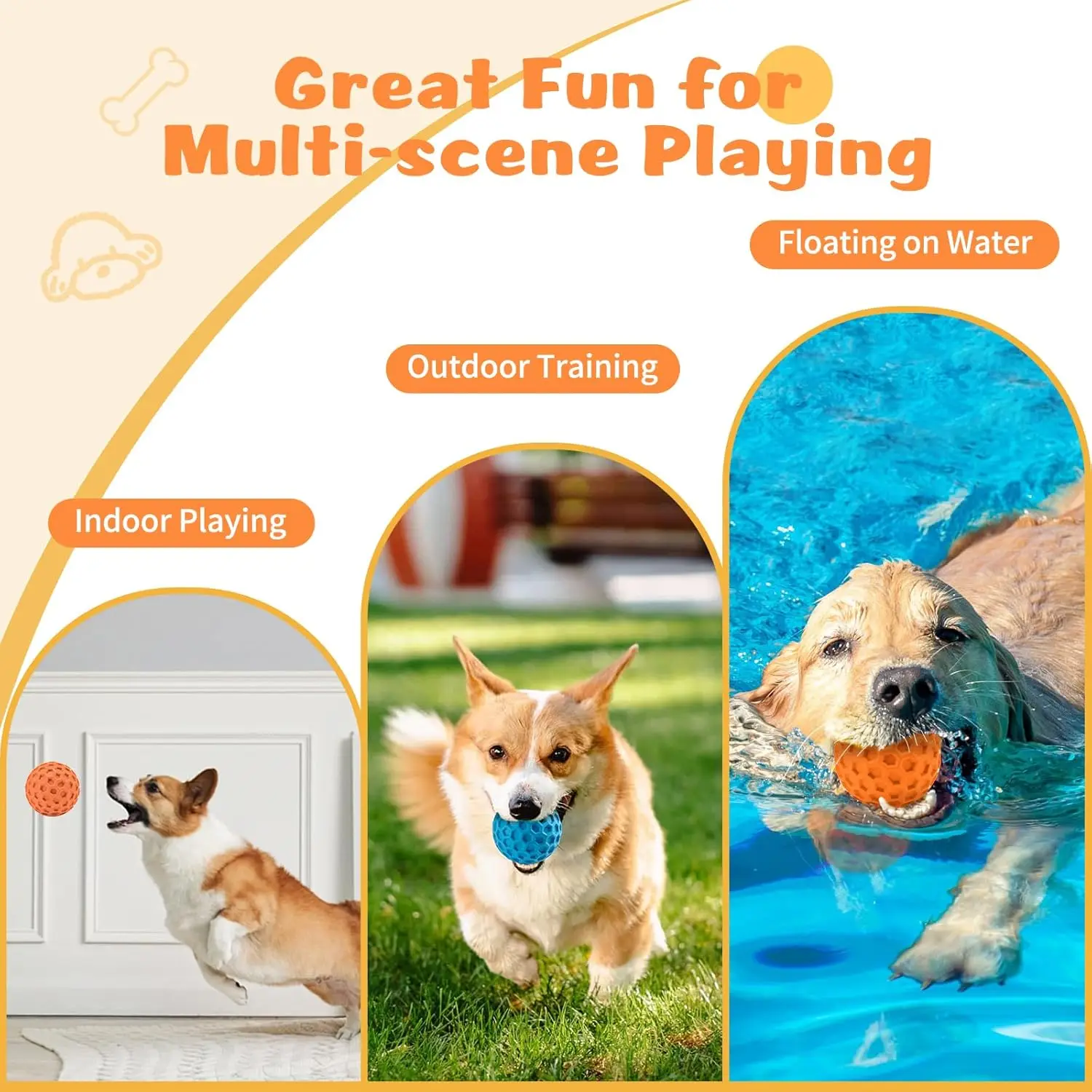 Pelota indestructible para perro, juguetes de goma Natural para la dentición de cachorros, juguetes para masticar para masticadores agresivos, juguetes interactivos para mascotas, 2 uds. - imagen 5