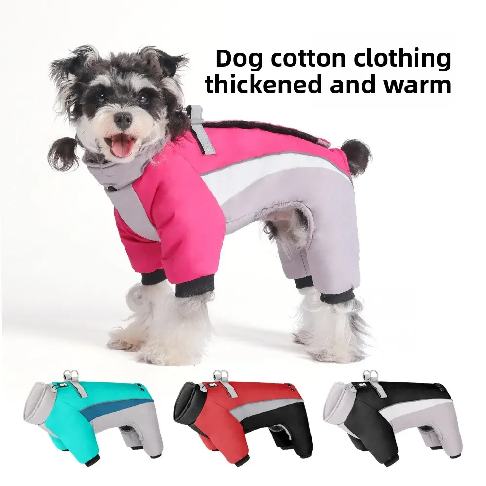 Nueva ropa de otoño e invierno para mascotas, ropa cálida de lana para cachorros, ropa de cuatro patas, ropa de algodón, ropa reflectante para perros, puede conducir perros - imagen 3