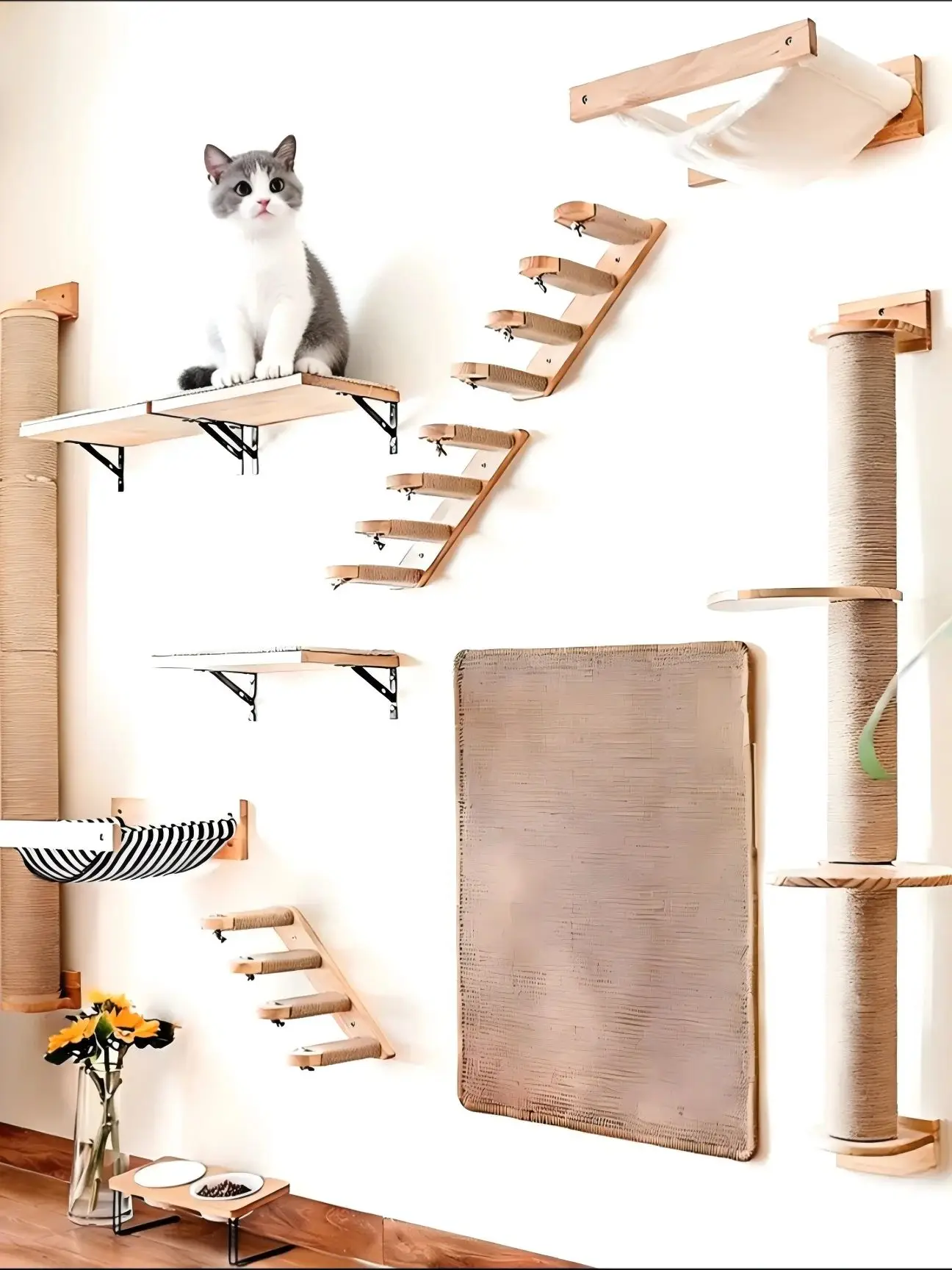 Madera maciza del árbol para gatos