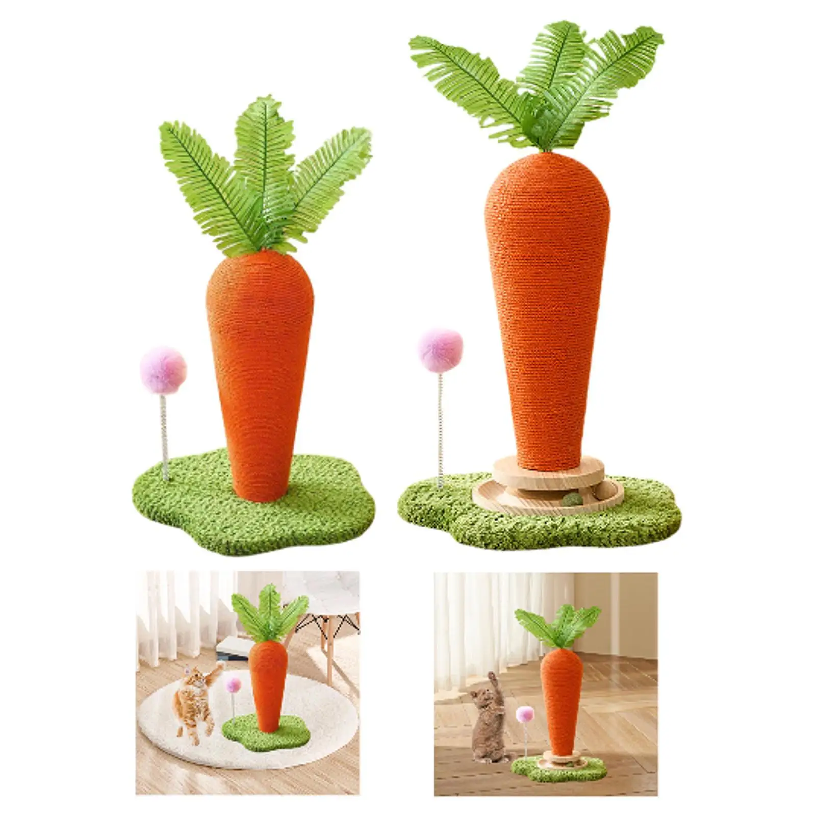 Cat Scratching Post with Play Ball Carrot Cat Scratcher for Cat and Kittens