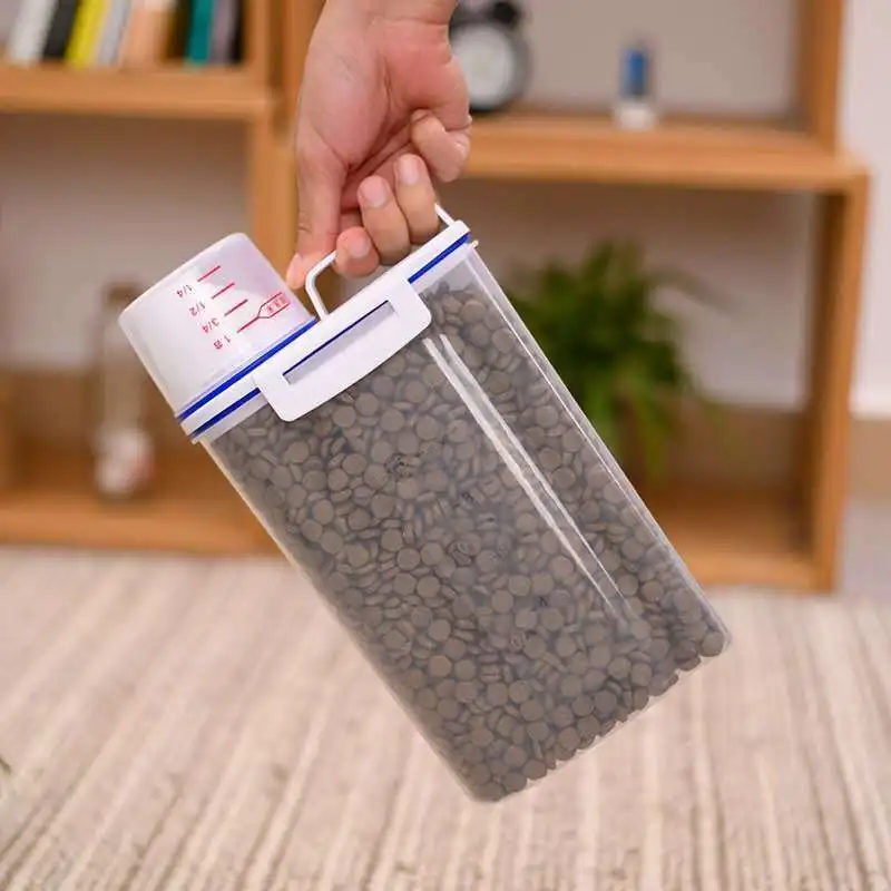 Cubo de almacenamiento de granos para mascotas, tanque de almacenamiento de granos para gatos sellado portátil a prueba de humedad y mantenimiento fresco, Cubo de comida para perros - imagen 2