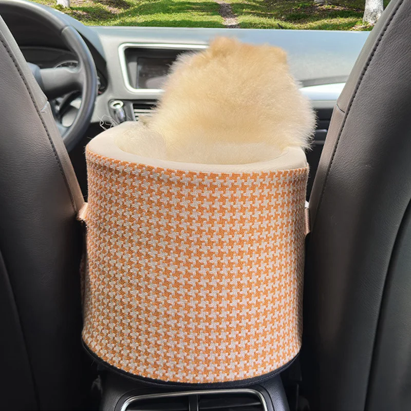 Asiento de coche portátil para perros, bolsa de transporte de viaje para mascotas, para gatos, perros pequeños, asiento de coche Central para perros, cama, bonito asiento de coche para mascotas con lazo - imagen 2