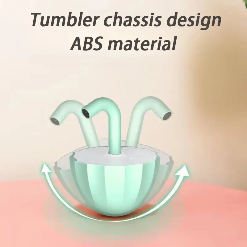 Un tazón verde con un mango azul