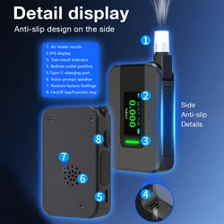 Alcoholímetro digital recargable portátil para detección de alcohol