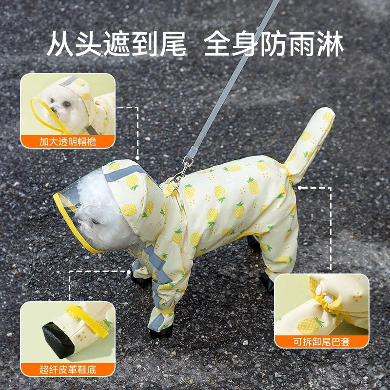 Poncho para salir puede levantar perros pequeños, Teddy Bigbear, impermeable para mascotas de cuatro patas con todo incluido, ropa para caminar para perros de temporada lluviosa - imagen 2
