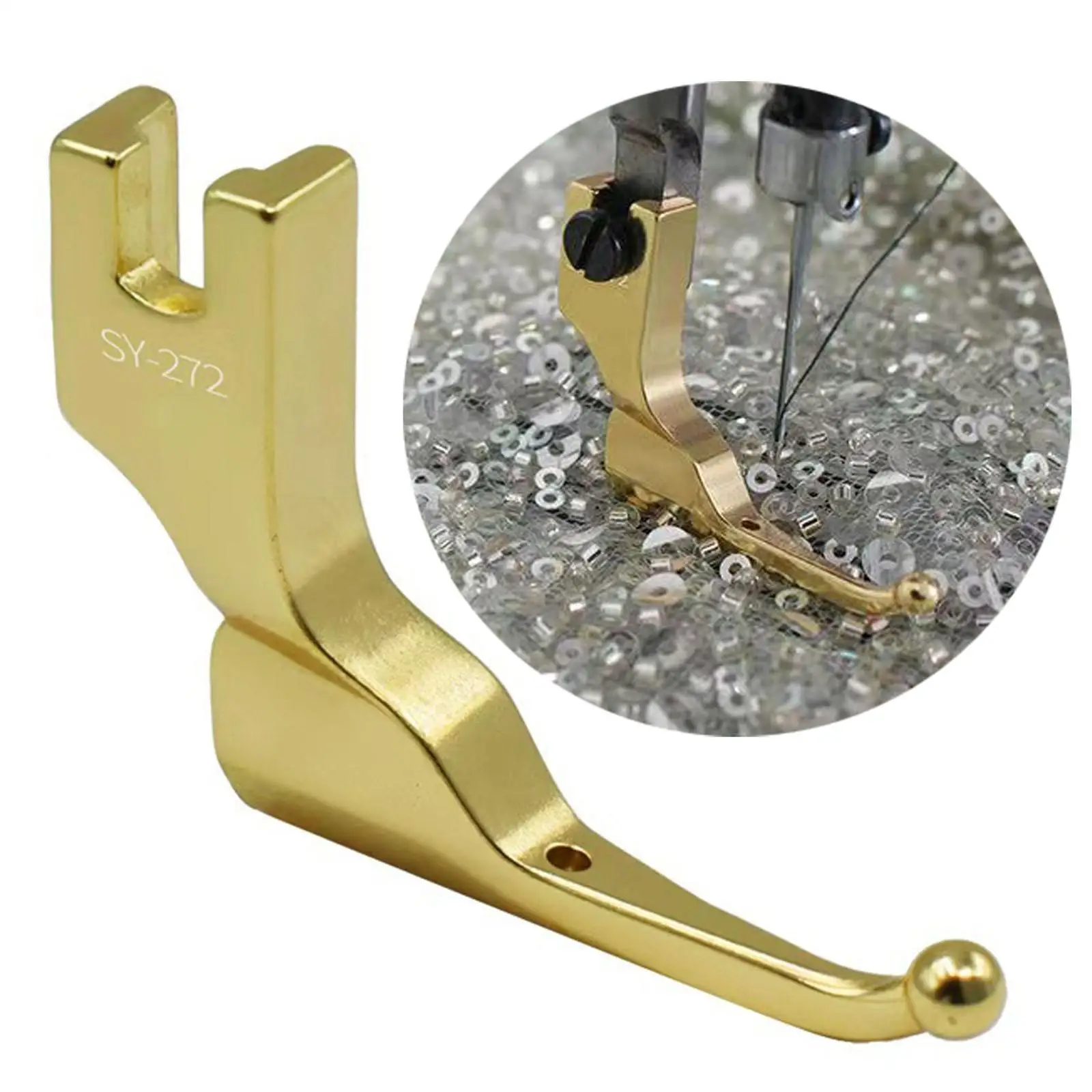 Professional Metal Sequin Bead Presser Foot Smooth Fabric Feeding for Industrial Sewing and Accessories