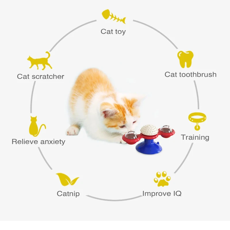 Juguete interactivo para gatos, molino de viento, juguetes para mascotas, rompecabezas para gatos, juego de juguete con tocadiscos para gatitos, cepillo de dientes, suministros para mascotas - imagen 4