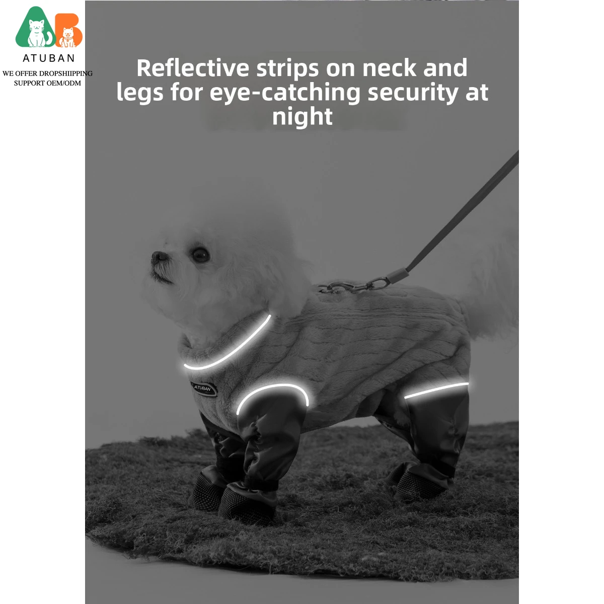 Abrigo para perros con arnés - Invierno cuello alto, reflectante - imagen 4