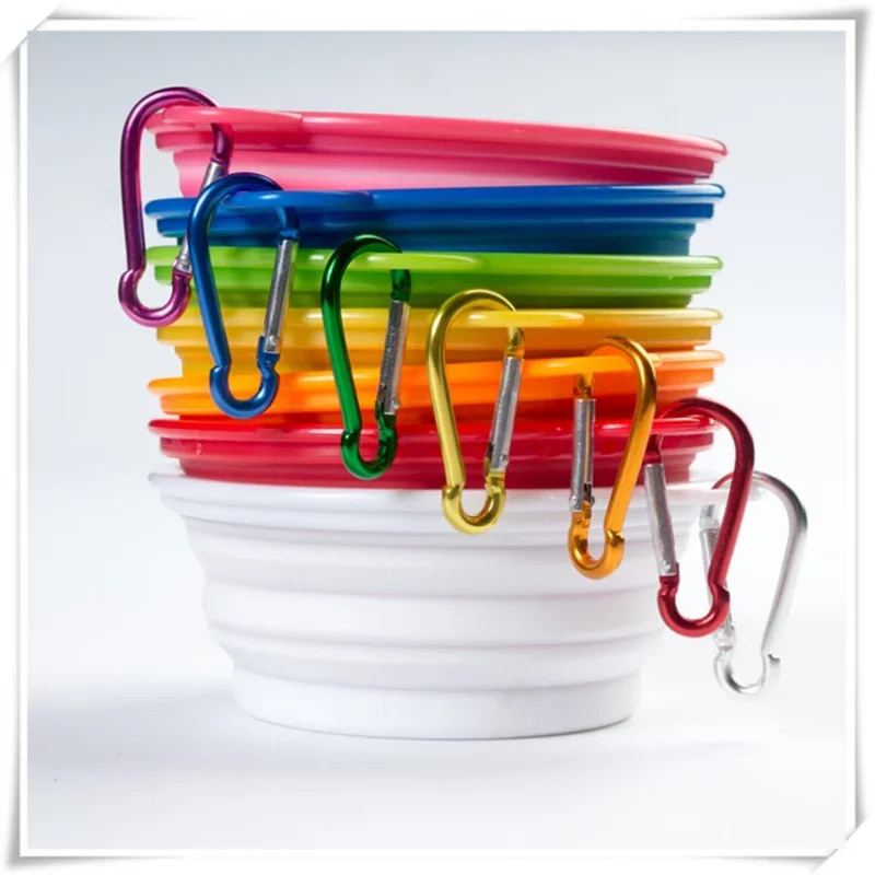 Cuencos plegables para perro, recipiente portátil de viaje para comida de perro, cuenco de agua con tapa y mosquetón, contenedor de comida para mascotas para interiores y exteriores - imagen 5