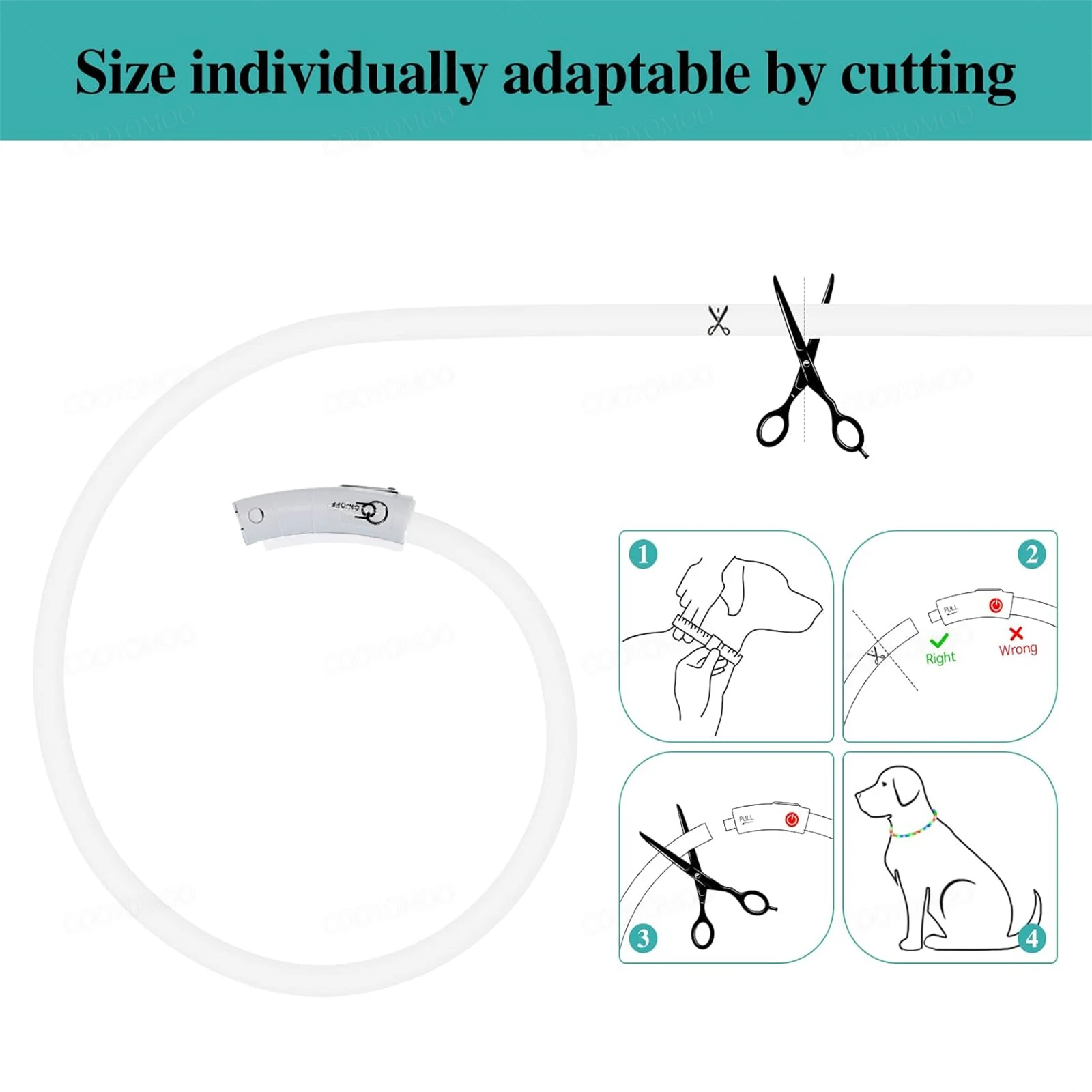 Collar de carga Luminou para perros, 4 modos, Led Usb, collares coloridos de silicona para gatos, brillo nocturno cortable, prevención de pérdida de mascotas, accesorios para perros - imagen 4