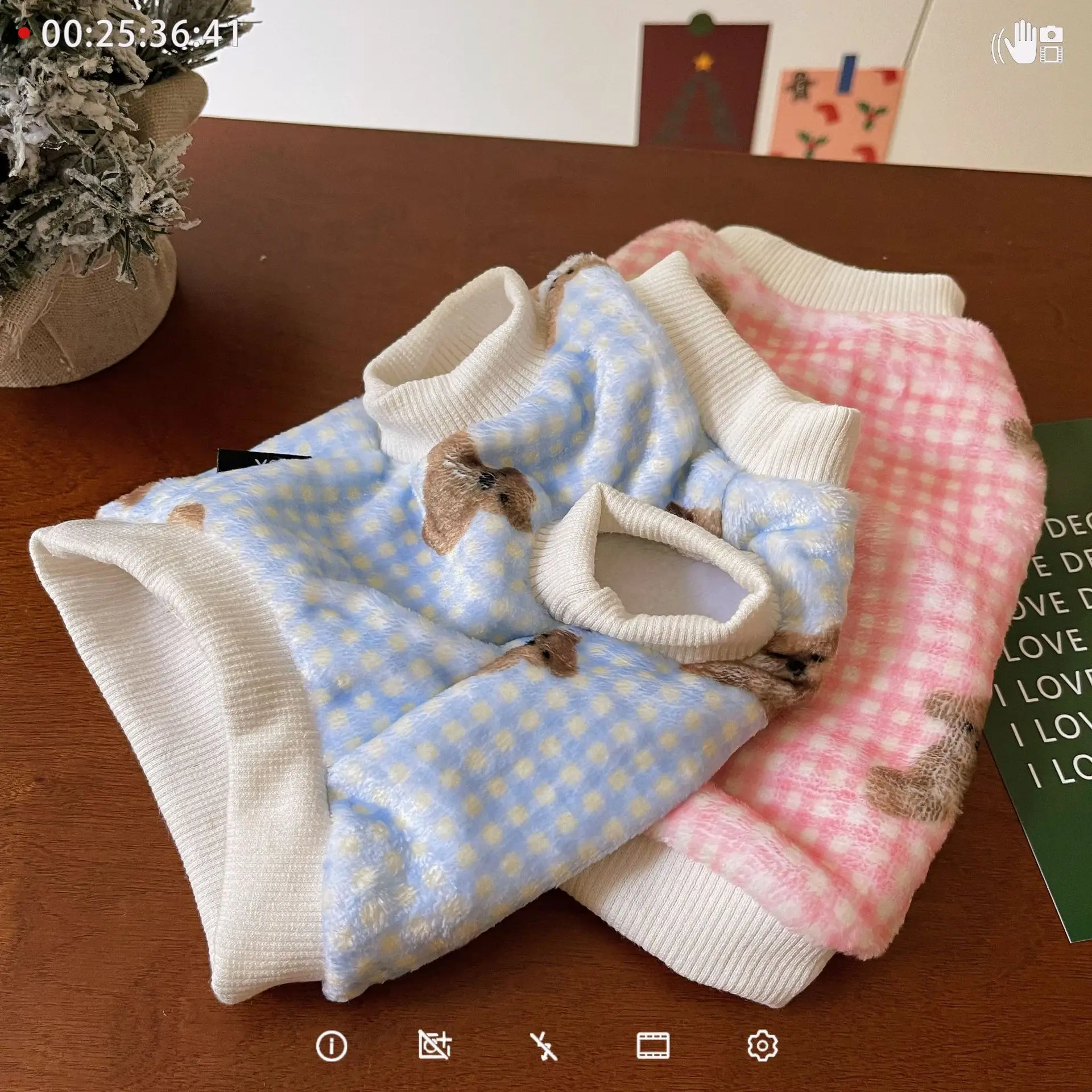 Sudadera con capucha a cuadros de lana para mascotas, jersey para perros, ropa para el hogar, oso de peluche, ropa para perros pequeños, ropa para cachorros pequeños, otoño e invierno - imagen 4