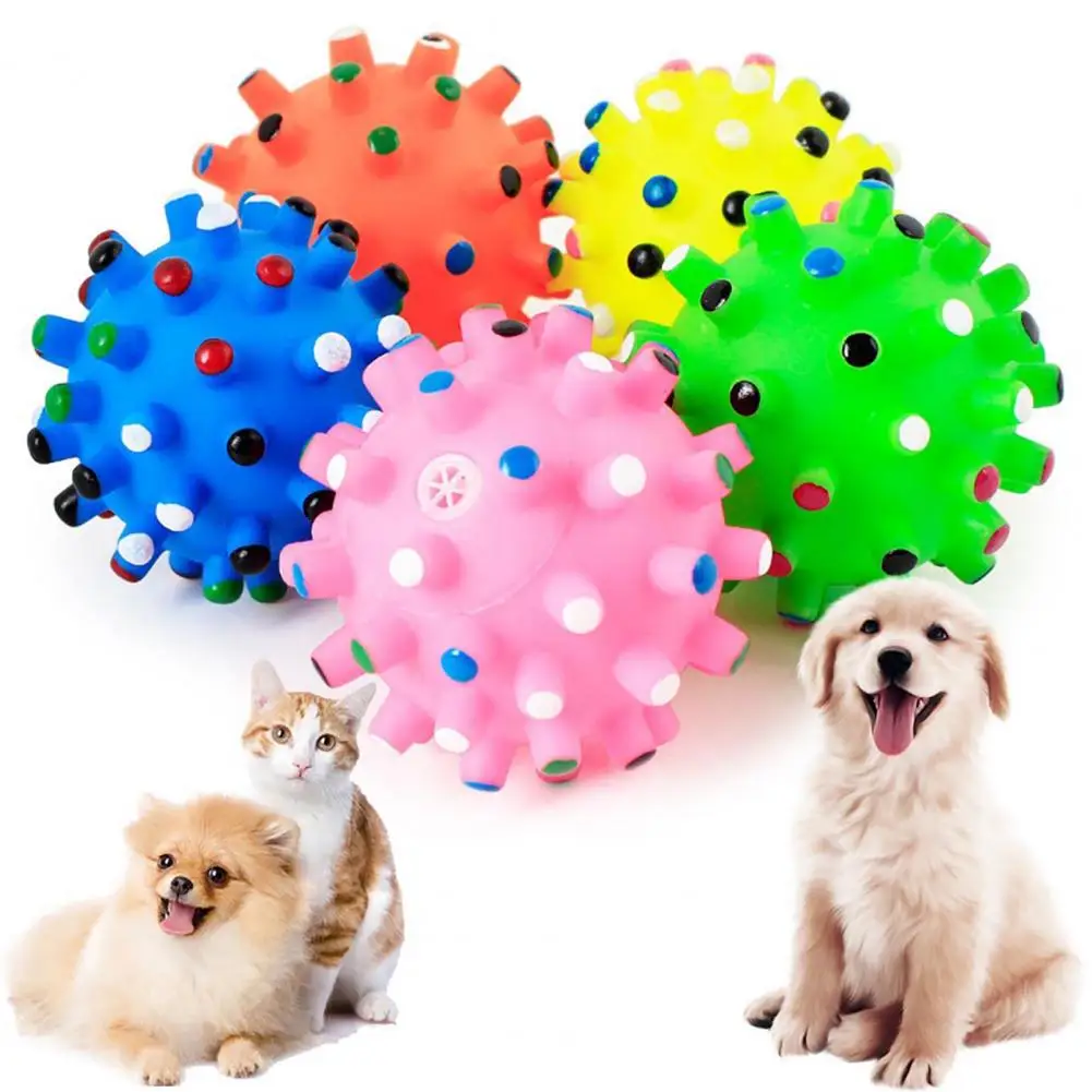 Pelota redonda para perro, juguete duradero para entrenamiento de cachorros, molde de exhibición de descompresión, pelota interactiva chirriante para entrenamiento, juguete con sonido