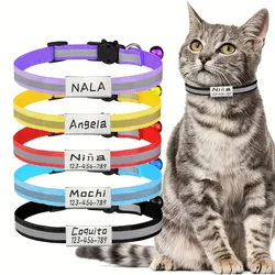 Collar reflectante para perros y gatos – Nailon con grabado gratis