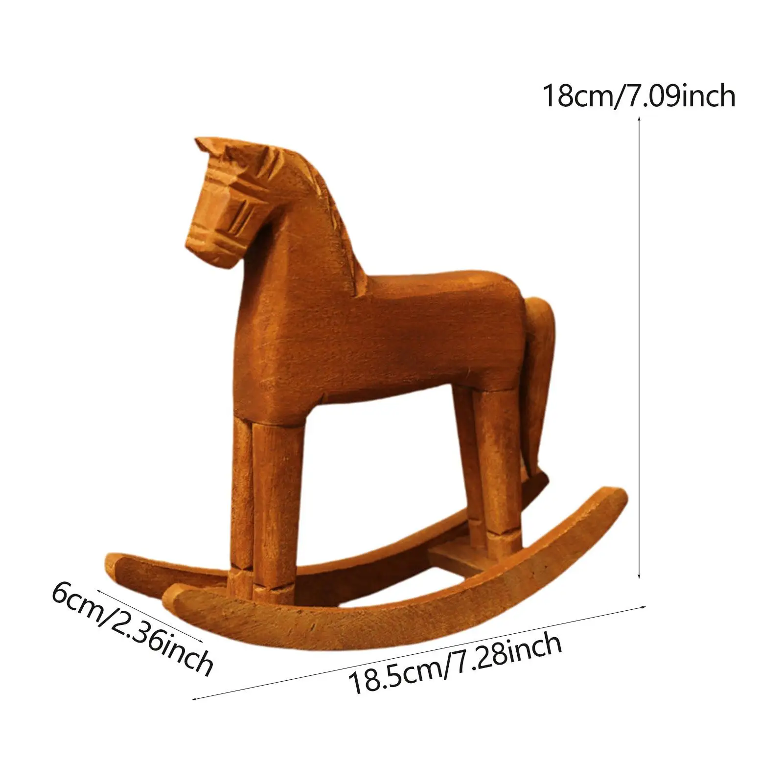 Wooden Rocking Horse Decor, Rocking Horse Figurine, Ornament Desktop Decor for Home