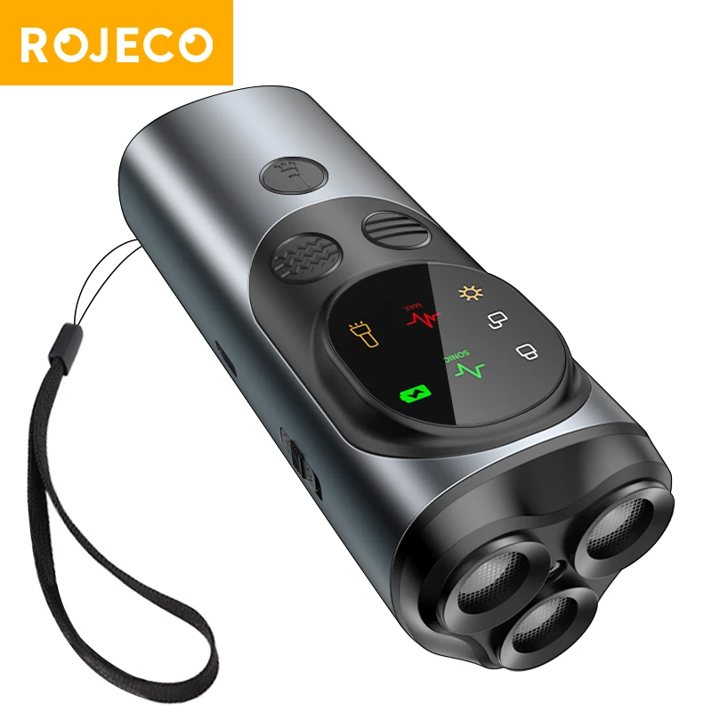 ROJECO-repelente de perros ultrasónico de alta potencia, dispositivo de entrenamiento antiladridos, repelente de perros recargable, entrenador con linterna LED