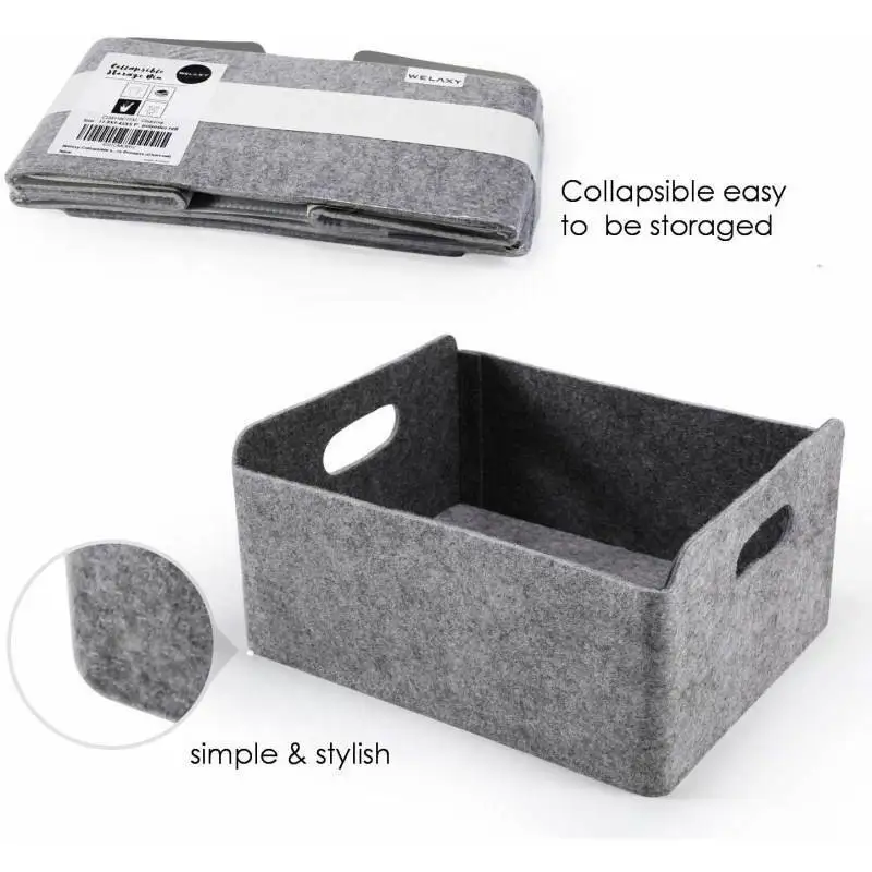 Cesta de almacenamiento hecha a mano de fieltro nórdico • Organizador doméstico que ahorra espacio • Artículos diversos para sala de estar/dormitorio y juguetes/panel/soporte para calcetines - imagen 4