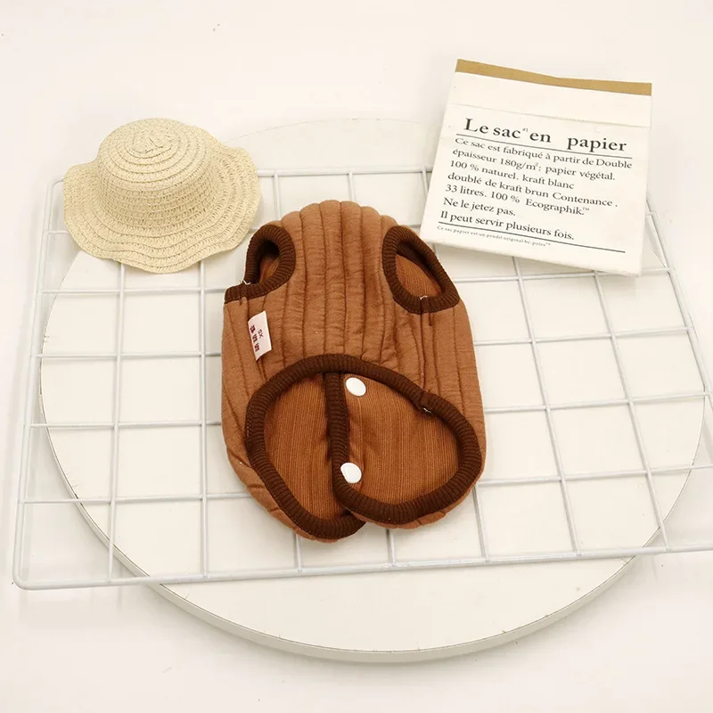 Chaleco acolchado a rayas para mascotas, bonito chaleco, ropa Ins Teddy Bulldog, ropa para perros, ropa acolchada para gatos, ropa para gatos, Otoño Invierno - imagen 4